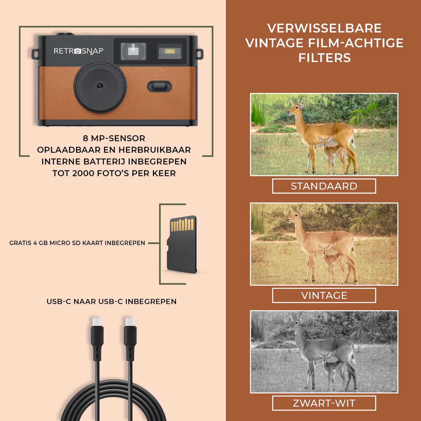 Retrosnap - Retro camera - zonder scherm - Ideaal voor festivals en vakanties